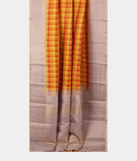 Yellow and Rust Handwoven Kanjivaram Silk Saree T1180562
