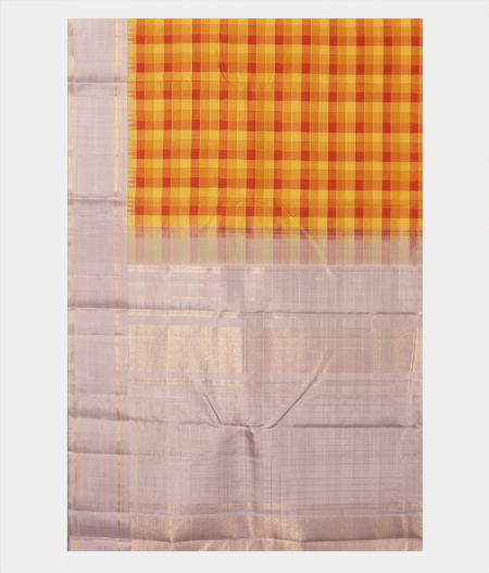 Yellow and Rust Handwoven Kanjivaram Silk Saree T1180564