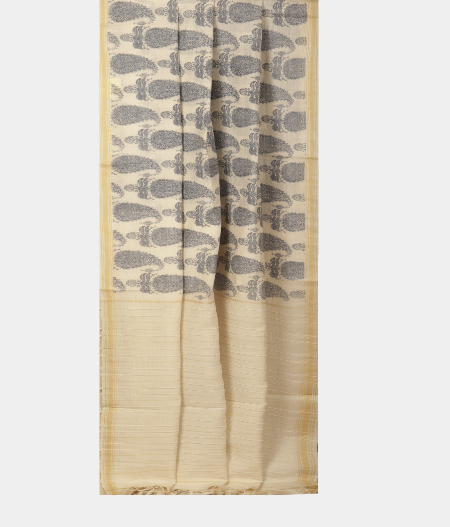 White Soft Printed Cotton Saree T2351102