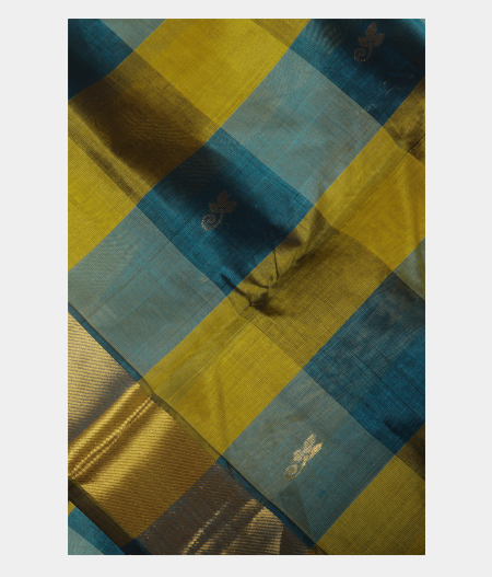 Green and Blue Silk Cotton Saree T232722-image
