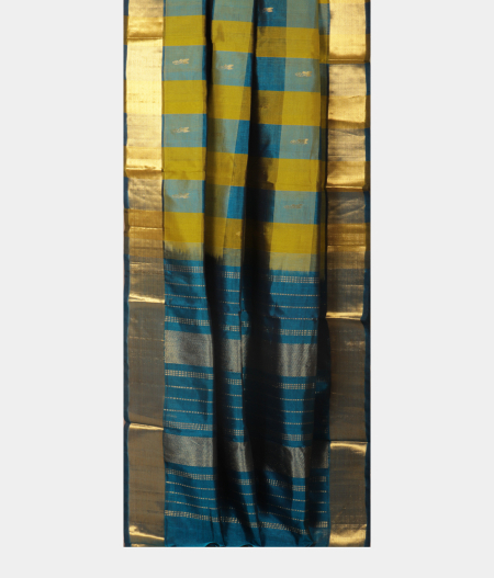 Green and Blue Silk Cotton Saree T2327222