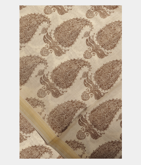 White Soft Printed Cotton Saree T235103-image