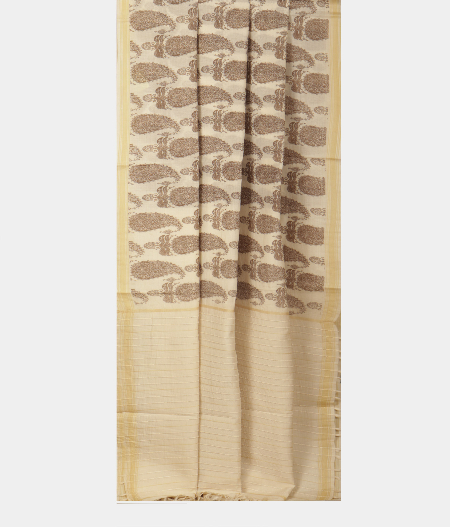 White Soft Printed Cotton Saree T2351032