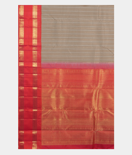 Khaki Grey Handwoven Kanjivaram Silk Saree T2271905