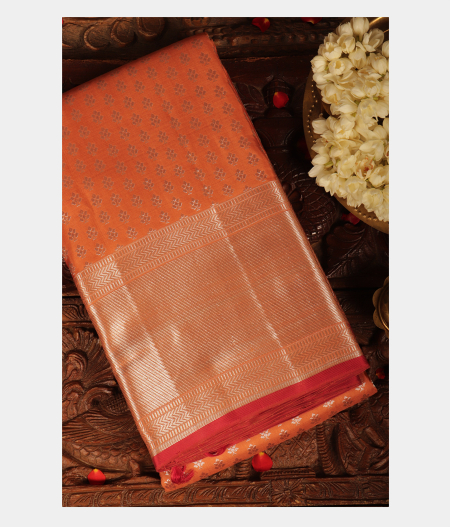 Rust Orange Handwoven Kanjivaram Silk Saree T196722-image