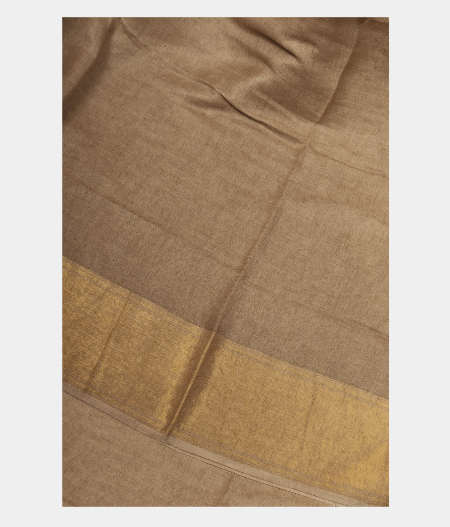 Beige Handwoven Linen Saree T233496-image