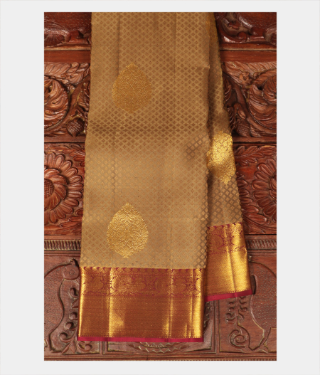 Khaki Brown Handwoven Kanjivaram Silk Saree T234458-image