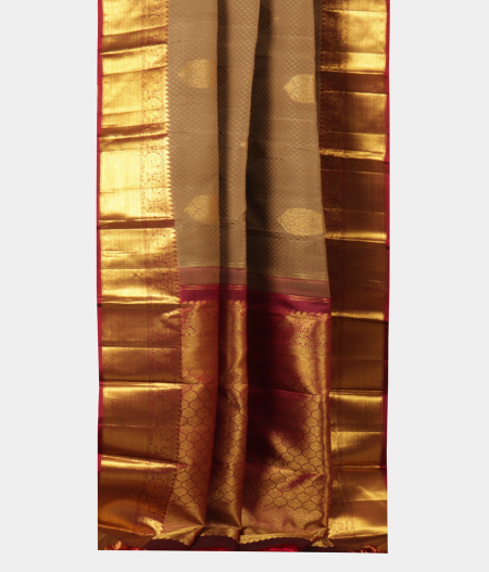 Khaki Brown Handwoven Kanjivaram Silk Saree T2344582
