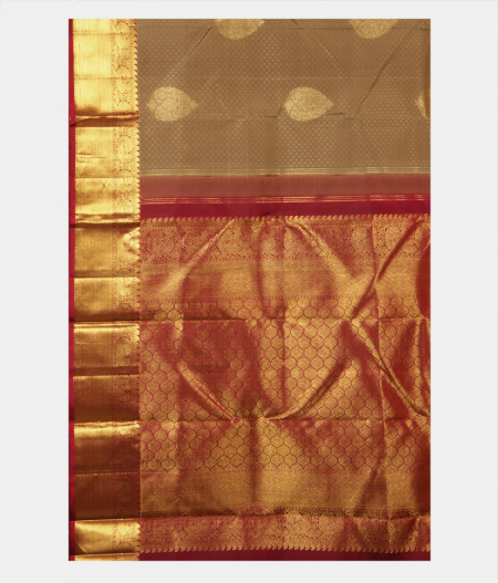 Khaki Brown Handwoven Kanjivaram Silk Saree T2344584