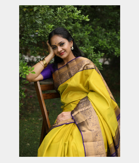 California Yellow and Green Kanjivaram Saree – MySilkLove