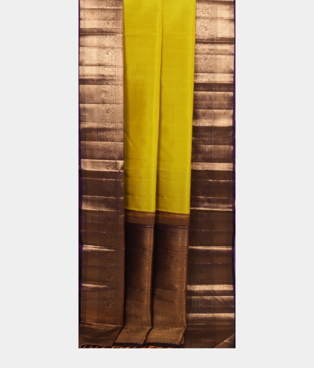 Mustard Green Handwoven Kanjivaram Silk Saree T227016 3