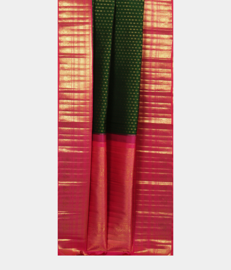 Bottle Green Handwoven Kanjivaram Silk Saree T2312743