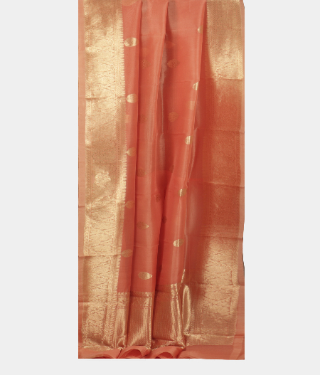 Peach Banaras Organza Saree T1737822