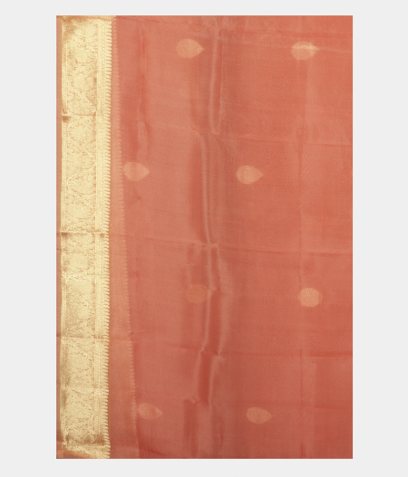 Peach Banaras Organza Saree T1737823