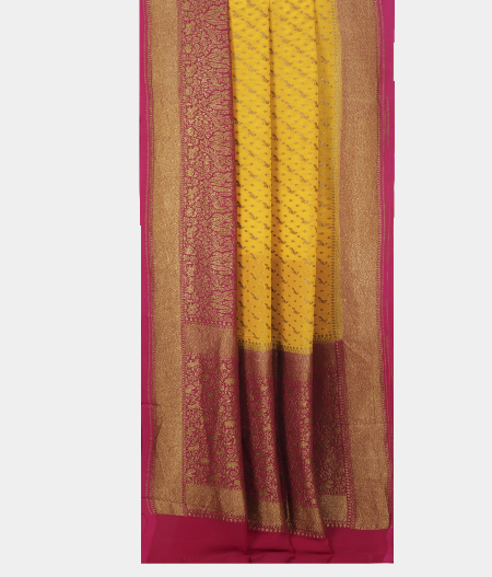 Yellow banaras georgette saree T2355262