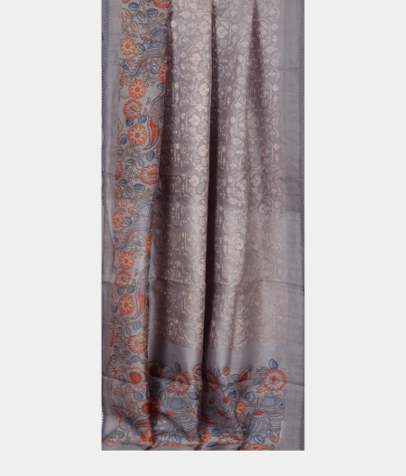 Grey Kora Organza Embroidery Saree T2378573