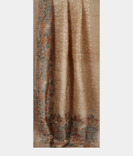 Beige Kora Organza Embroidery Saree T2378503