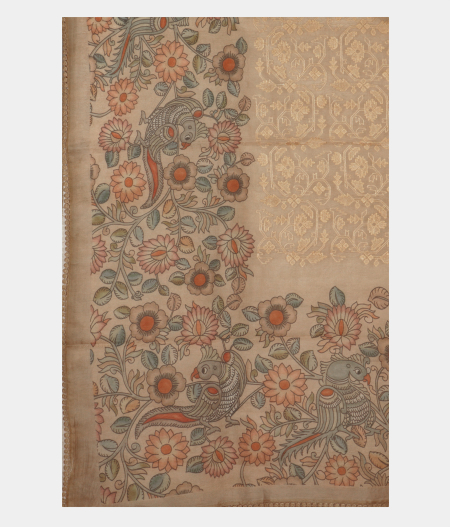 Beige Kora Organza Embroidery Saree T2378505