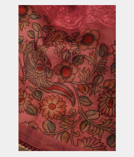 Mauve Pink Kora Organza Embroidery Saree T2378562