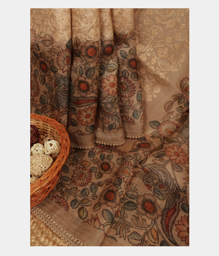 Beige Kora Organza Embroidery Saree T237850-image
