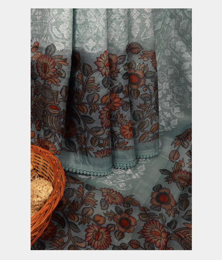 Blue Kora Organza Embroidery Saree T237855-image