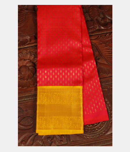 Red Handwoven Kanjivaram Silk Kids Pavadai T135952-image