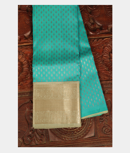 Blue Handwoven Kanjivaram Silk Kids Pavadai T213056-image