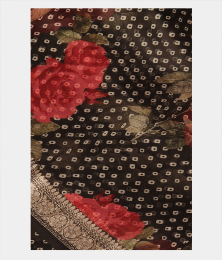 Black Kora Organza Printed Saree T204407-image