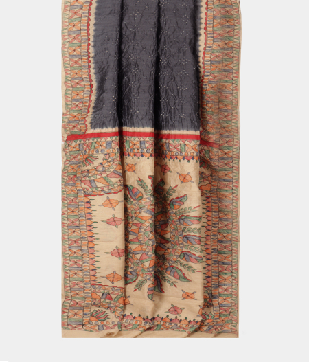 Grey Bandhani Tussar Saree T235761 2