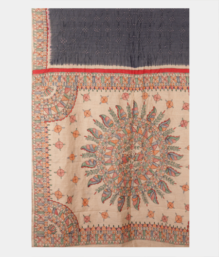 Grey Bandhani Tussar Saree T235761 4