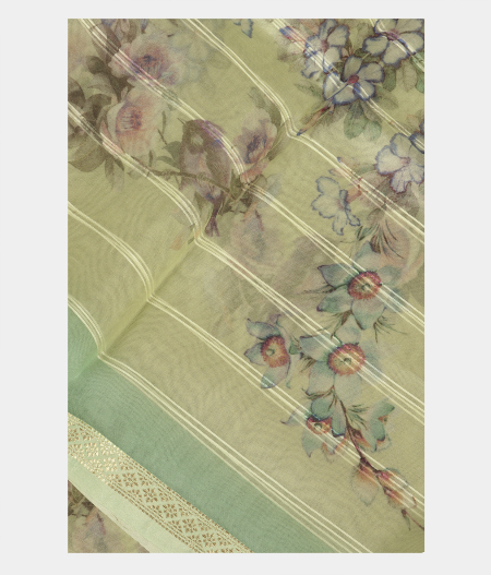 Yellowish Green Organza Printed SareeT236916-image