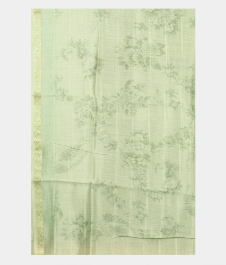 Yellowish Green Organza Printed SareeT2369163