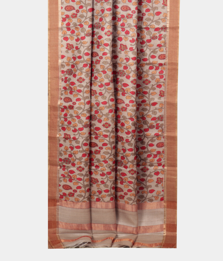 Grey Tussar Printed Saree T2383342