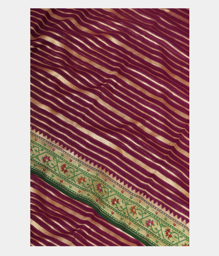 Purple Banaras Georgette Silk Saree with Paithani Border T239796-image
