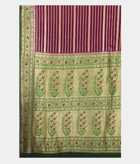 Purple Banaras Georgette Silk Saree with Paithani Border T2397964