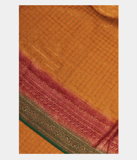 Yellow Banaras Georgette Silk Saree T236304-image