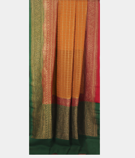 Yellow Banaras Georgette Silk Saree  T2363042