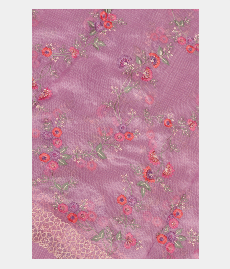 Lavender Silk Kota Embroidery Saree T236548-image