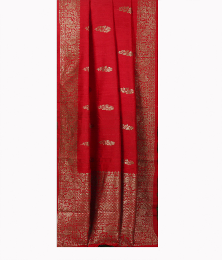 Red Banaras Tussar Saree T2363482