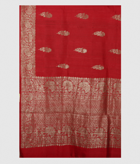 Red Banaras Tussar Saree T2363484