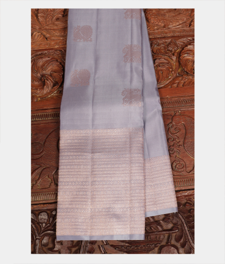 Bluish Grey Handwoven Kanjivaram Silk Saree T239248-image