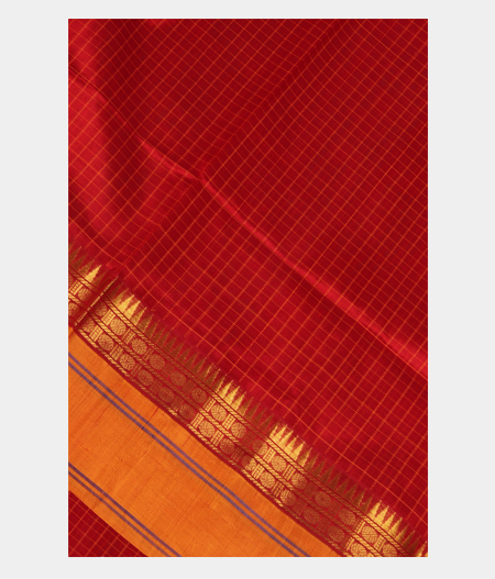 Red Silk Cotton Saree T238096-image