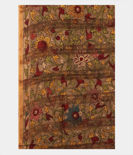 Rust Chanderi Cotton Handpainted Saree T2396243