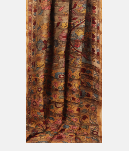 Grey Chanderi Cotton Handpainted Saree T2396262
