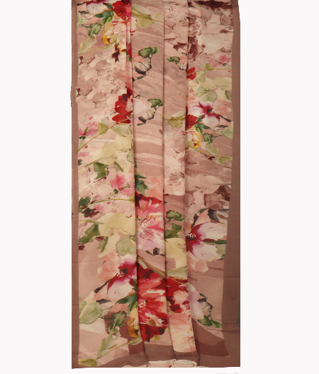 Dusky Pink Georgette Printed Silk SareeT1893382
