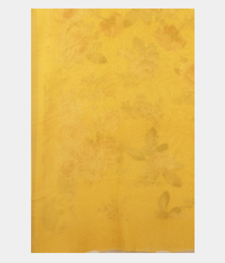 Yellow Georgette Printed Silk Saree T2372843