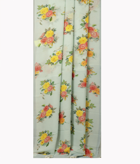 Light Blue Georgette Printed Silk Saree T2262032