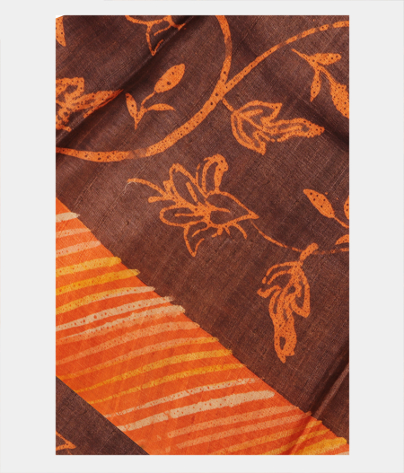 Brown Tussar Printed Saree T239373-image
