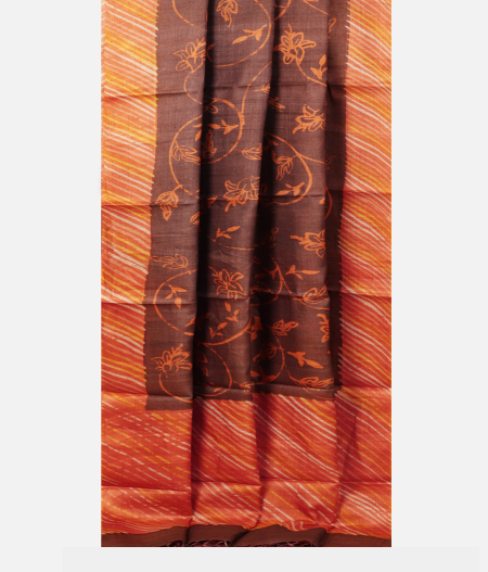 Brown Tussar Printed Saree T2393732