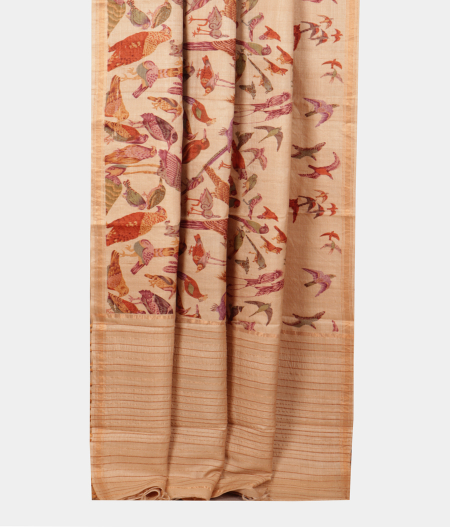 Beige Tussar Printed Saree T2371842
